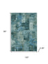 8' X 10' Teal And Aqua Abstract Washable Area Rug With UV Protection