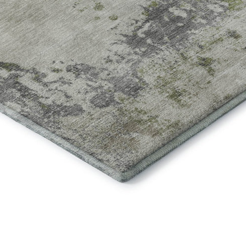 8' X 10' Linen And Gray Abstract Washable Area Rug With UV Protection