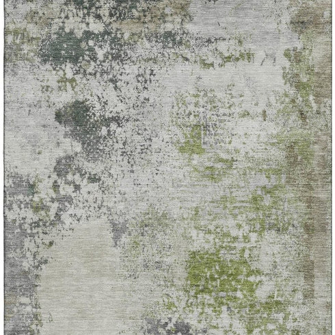 9' X 12' Linen And Gray Abstract Washable Area Rug With UV Protection