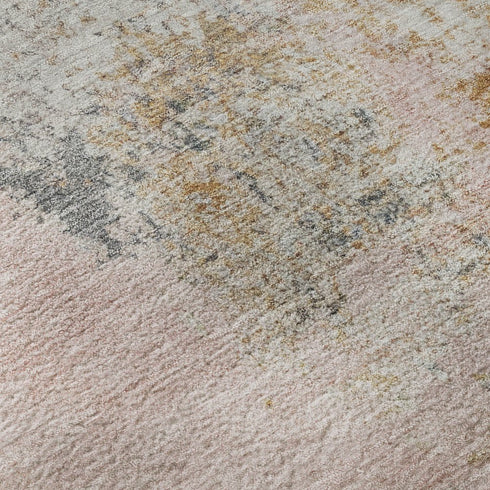8' X 10' Pink And Copper Abstract Washable Area Rug With UV Protection