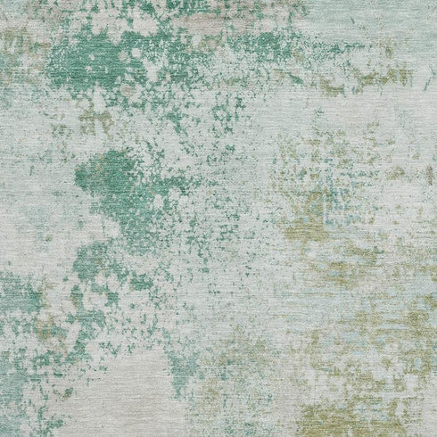 5' X 8' Light Taupe And Teal Abstract Washable Area Rug With UV Protection