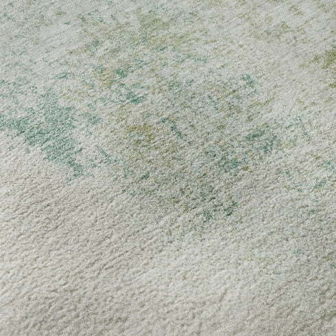 5' X 8' Light Taupe And Teal Abstract Washable Area Rug With UV Protection