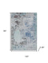 8' X 10' Turquoise And Gray Abstract Washable Area Rug With UV Protection