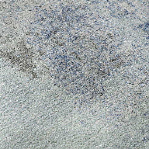 8' X 10' Turquoise And Gray Abstract Washable Area Rug With UV Protection