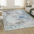 8' X 10' Turquoise And Gray Abstract Washable Area Rug With UV Protection