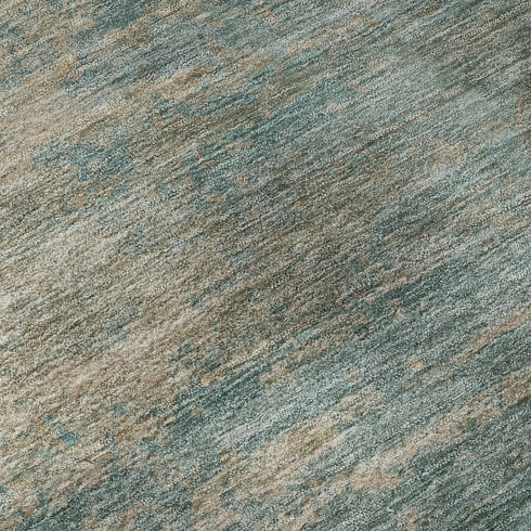 8' X 10' Aqua And Beige Abstract Washable Area Rug With UV Protection