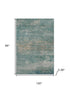 8' X 10' Aqua And Beige Abstract Washable Area Rug With UV Protection