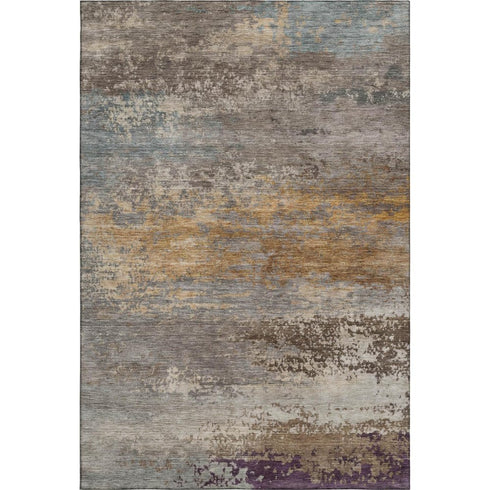 5' X 8' Brown And Gray Abstract Washable Area Rug With UV Protection