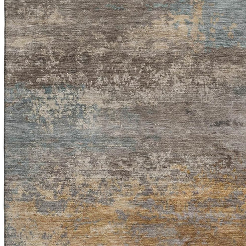 5' X 8' Brown And Gray Abstract Washable Area Rug With UV Protection