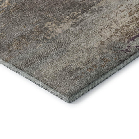 5' X 8' Brown And Gray Abstract Washable Area Rug With UV Protection