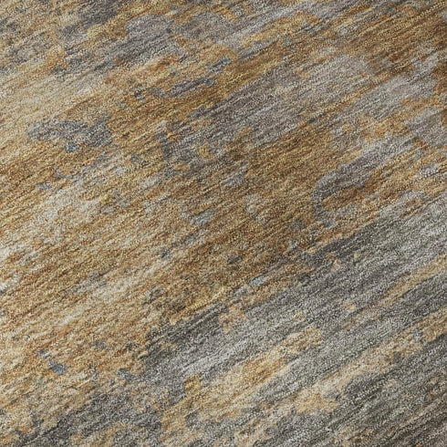 5' X 8' Brown And Gray Abstract Washable Area Rug With UV Protection