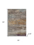 5' X 8' Brown And Gray Abstract Washable Area Rug With UV Protection