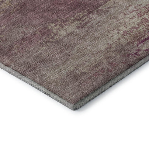 5' X 8' Merlot And Beige Abstract Washable Area Rug With UV Protection