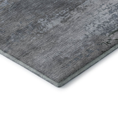 5' X 8' Pewter And Charcoal Abstract Washable Area Rug With UV Protection
