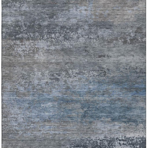 5' X 8' Pewter And Charcoal Abstract Washable Area Rug With UV Protection