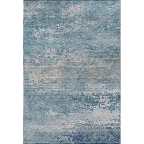 8' X 10' Sky Blue And Gray Abstract Washable Area Rug With UV Protection