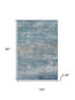 8' X 10' Sky Blue And Gray Abstract Washable Area Rug With UV Protection
