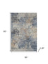 5' X 8' Denim Blue And Beige Abstract Washable Area Rug With UV Protection