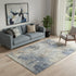 5' X 8' Denim Blue And Beige Abstract Washable Area Rug With UV Protection