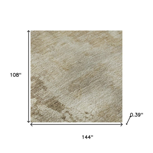 9' X 12' Tan And Beige Abstract Washable Area Rug With UV Protection
