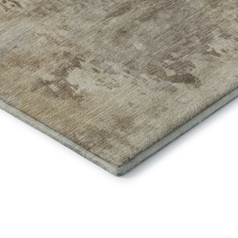 9' X 12' Tan And Beige Abstract Washable Area Rug With UV Protection