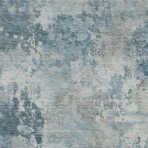 5' X 8' Teal And Taupe Abstract Washable Area Rug With UV Protection
