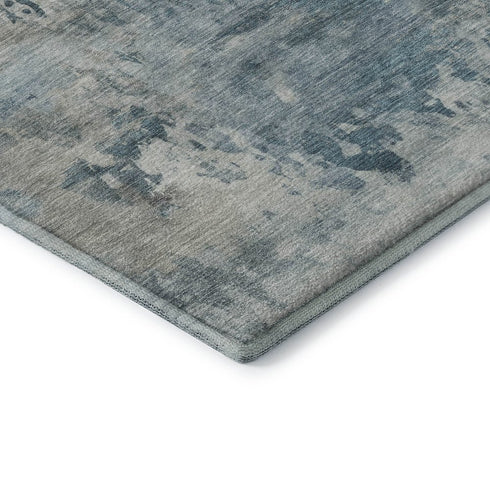 5' X 8' Teal And Taupe Abstract Washable Area Rug With UV Protection