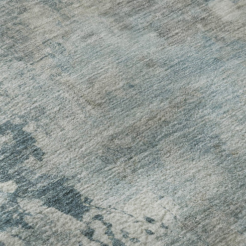 5' X 8' Teal And Taupe Abstract Washable Area Rug With UV Protection