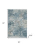 5' X 8' Teal And Taupe Abstract Washable Area Rug With UV Protection