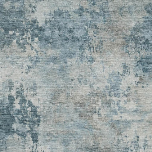 8' X 10' Teal And Taupe Abstract Washable Area Rug With UV Protection