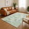 9' X 12' Teal And Linen Abstract Washable Area Rug With UV Protection