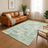 9' X 12' Teal And Linen Abstract Washable Area Rug With UV Protection