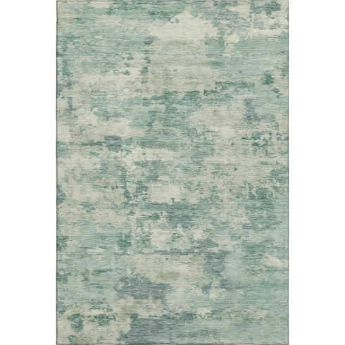 9' X 12' Teal And Linen Abstract Washable Area Rug With UV Protection