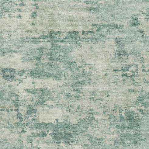 9' X 12' Teal And Linen Abstract Washable Area Rug With UV Protection