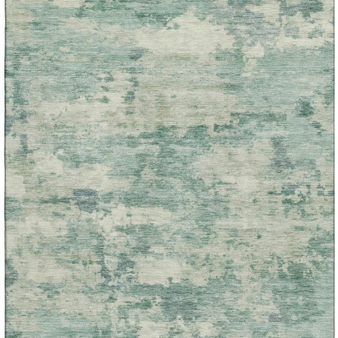 9' X 12' Teal And Linen Abstract Washable Area Rug With UV Protection