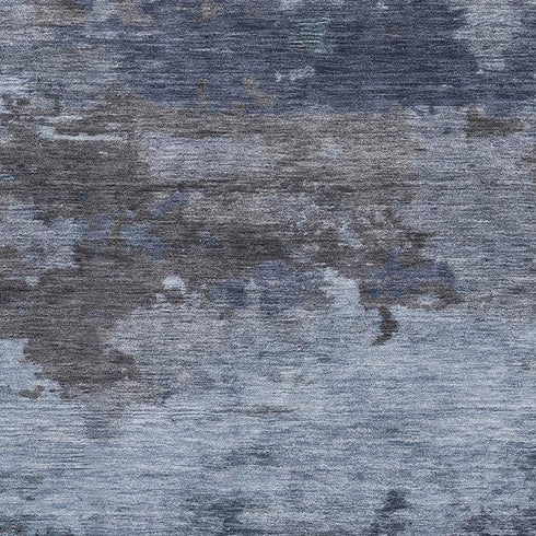 5' X 8' Blue And Charcoal Abstract Washable Area Rug With UV Protection