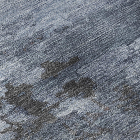 5' X 8' Blue And Charcoal Abstract Washable Area Rug With UV Protection