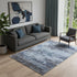 5' X 8' Blue And Charcoal Abstract Washable Area Rug With UV Protection