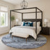 8' Blue And Charcoal Abstract Washable Round Rug With UV Protection