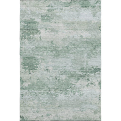 5' X 8' Mint Green And Pale Aqua Abstract Washable Area Rug With UV Protection