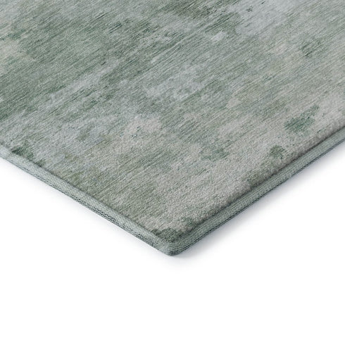 5' X 8' Mint Green And Pale Aqua Abstract Washable Area Rug With UV Protection