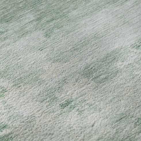 5' X 8' Mint Green And Pale Aqua Abstract Washable Area Rug With UV Protection