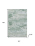 5' X 8' Mint Green And Pale Aqua Abstract Washable Area Rug With UV Protection
