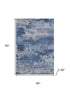 5' X 8' Navy Blue And Denim Blue Abstract Washable Area Rug With UV Protection