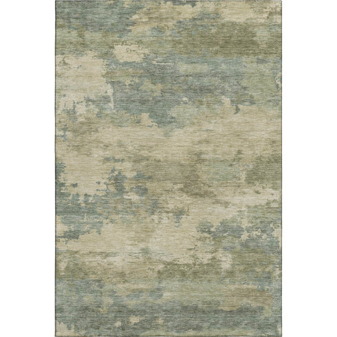5' X 8' Pale Aqua And Beige Abstract Washable Area Rug With UV Protection