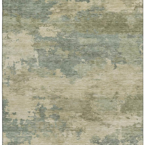 5' X 8' Pale Aqua And Beige Abstract Washable Area Rug With UV Protection