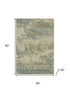 5' X 8' Pale Aqua And Beige Abstract Washable Area Rug With UV Protection