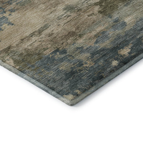 8' X 10' Teal And Beige Abstract Washable Area Rug With UV Protection