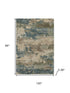 8' X 10' Teal And Beige Abstract Washable Area Rug With UV Protection