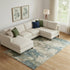 8' X 10' Teal And Beige Abstract Washable Area Rug With UV Protection